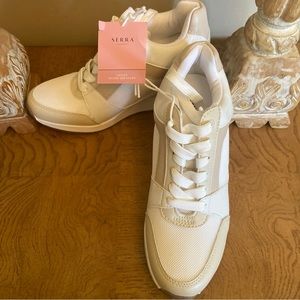 Serra Womens Tan White Color Block Wedge Heel High-Top Sneakers NWT Multiple SZs